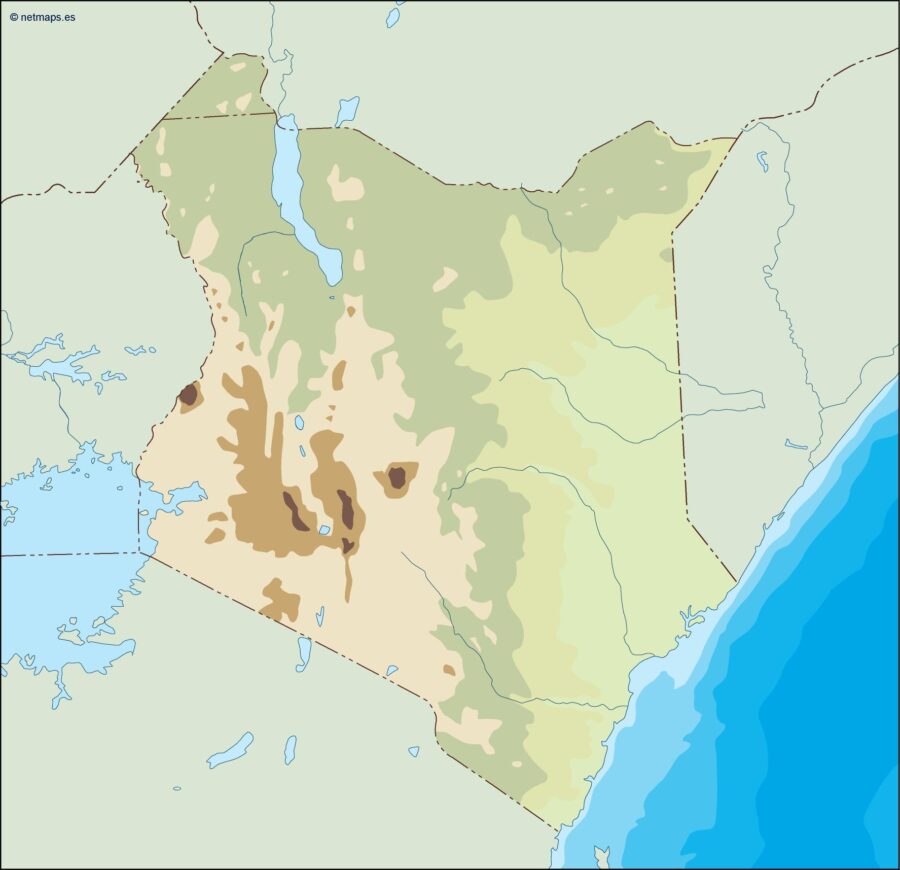 kenya illustrator mapa físico digital