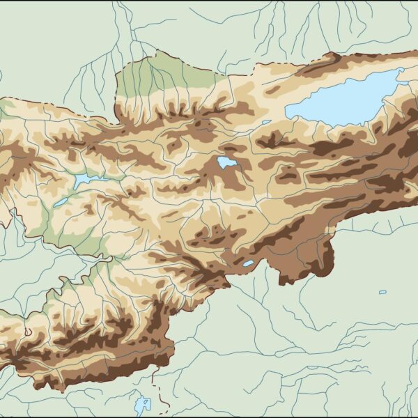 kirgizistan illustrator mapa físico digital