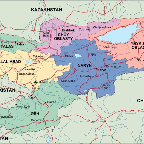 kirgizistan mapa politico vectorial digital