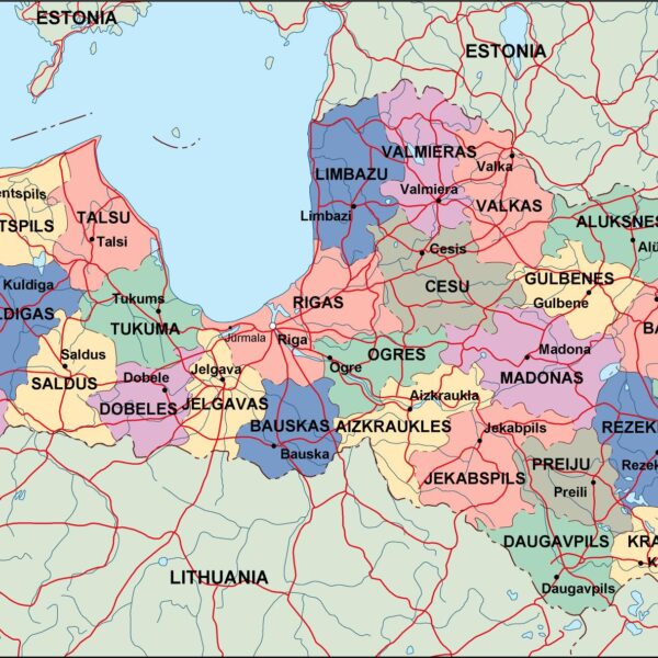 latvia mapa politico vectorial digital