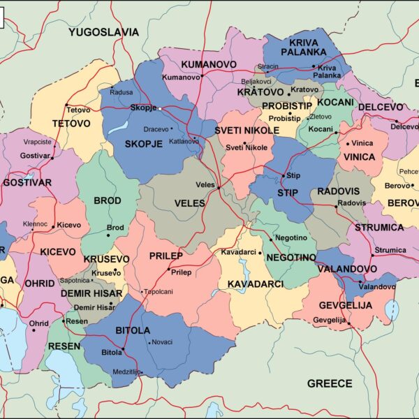 macedonia mapa politico vectorial digital