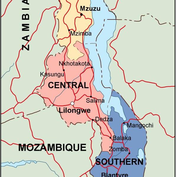 malawi mapa politico vectorial digital