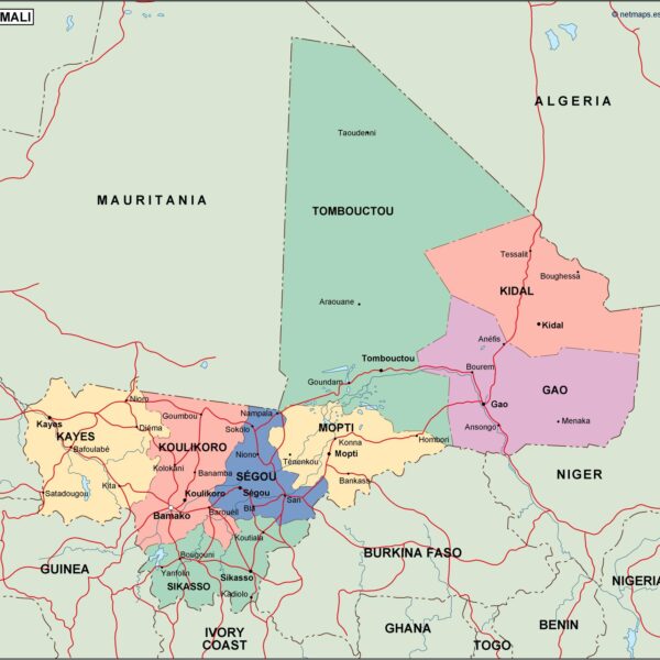 mali mapa politico vectorial digital