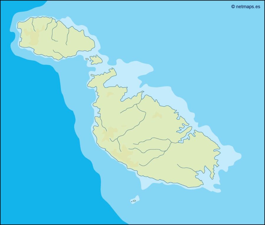 malta illustrator mapa físico digital