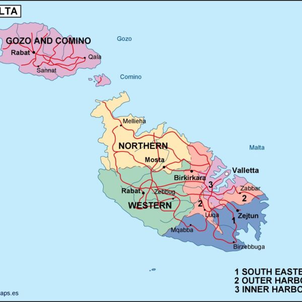 malta mapa politico vectorial digital