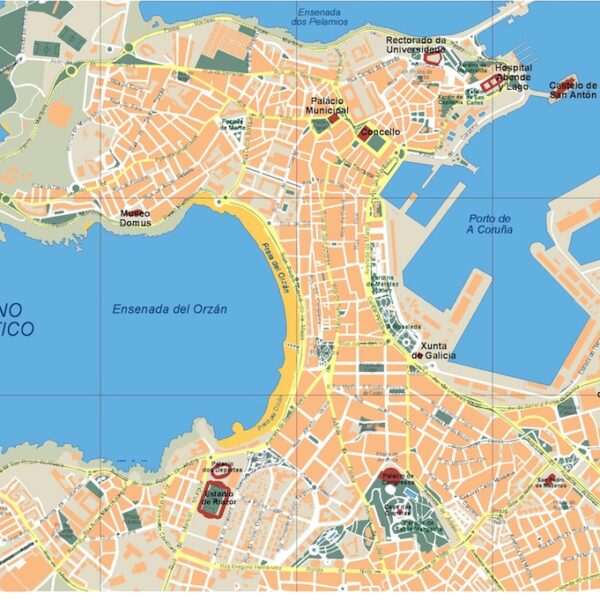 mapa a coruna vectorial en Illustrator