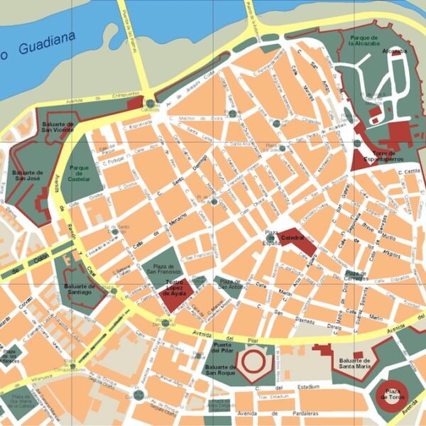 mapa badajoz vectorial en Illustrator