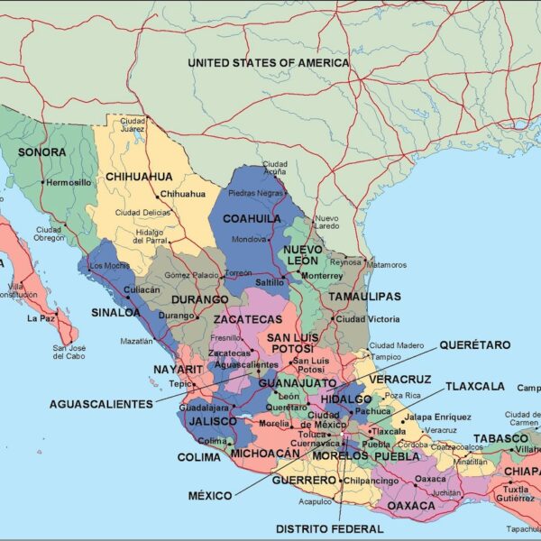 mexico mapa politico vectorial digital
