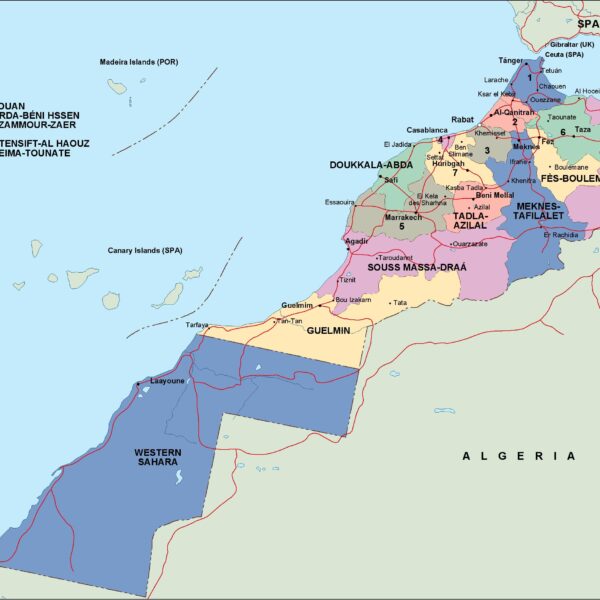 morocco mapa politico vectorial digital