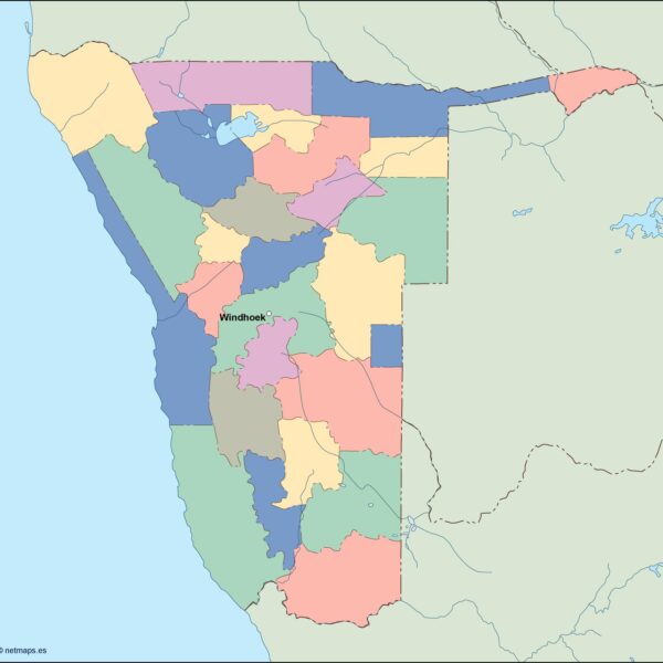 namibia vector mapa