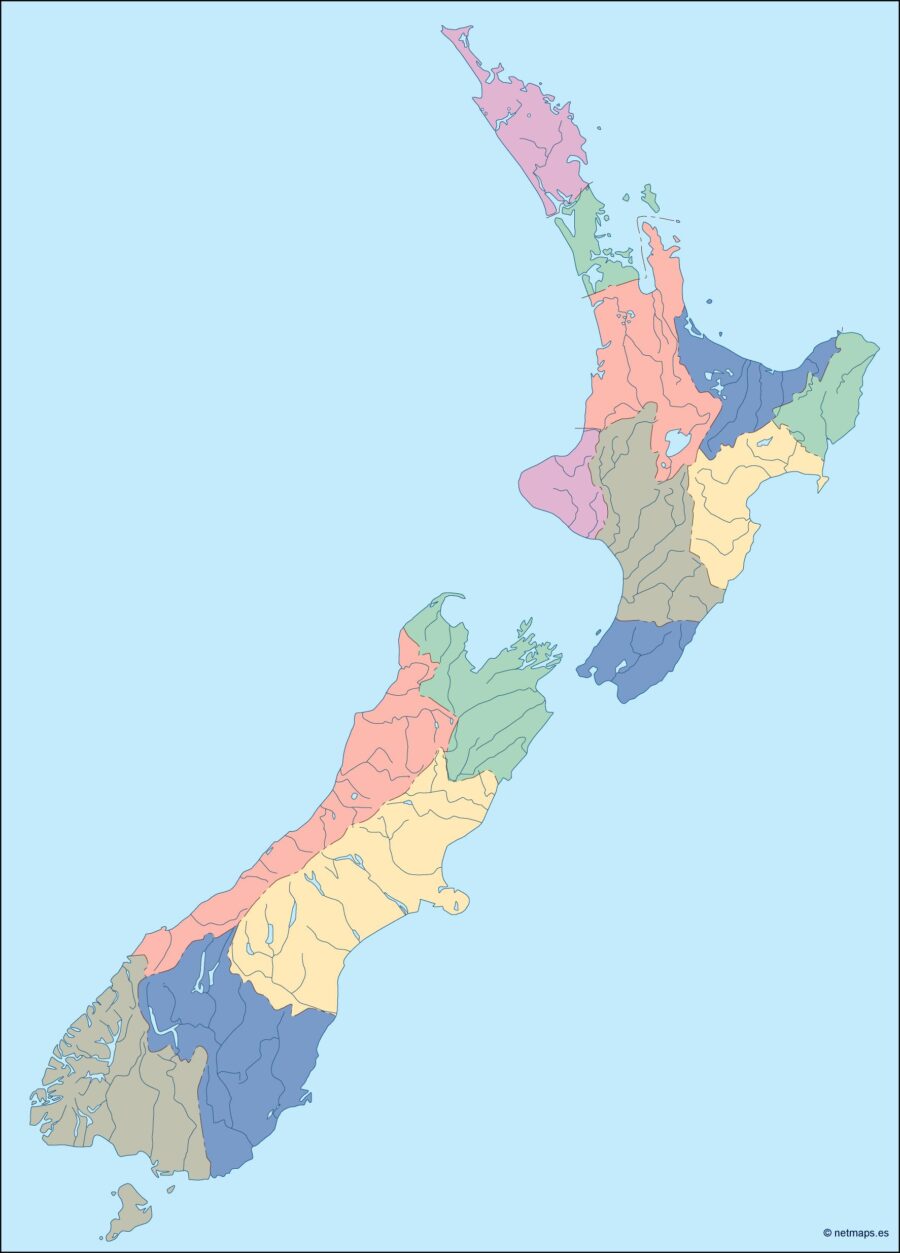 new zealand mapa mudo vectorial