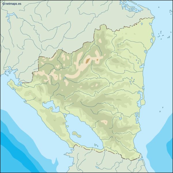 nicaragua illustrator mapa físico digital