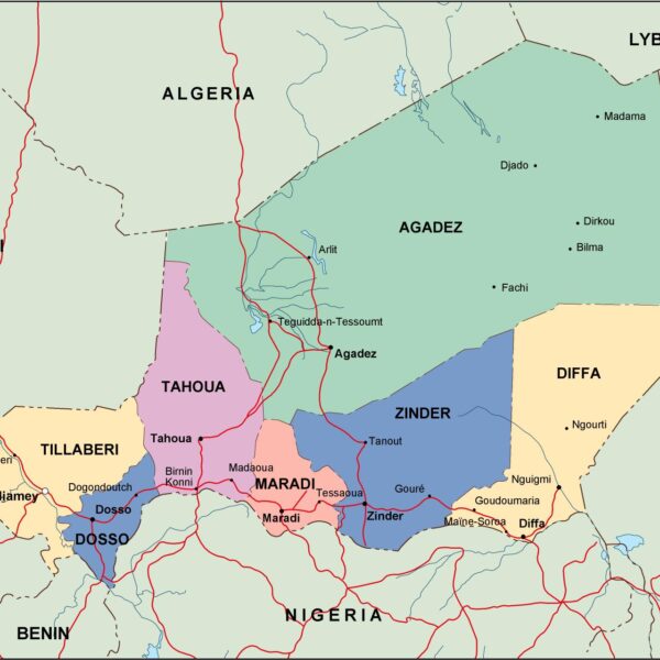 niger mapa politico vectorial digital