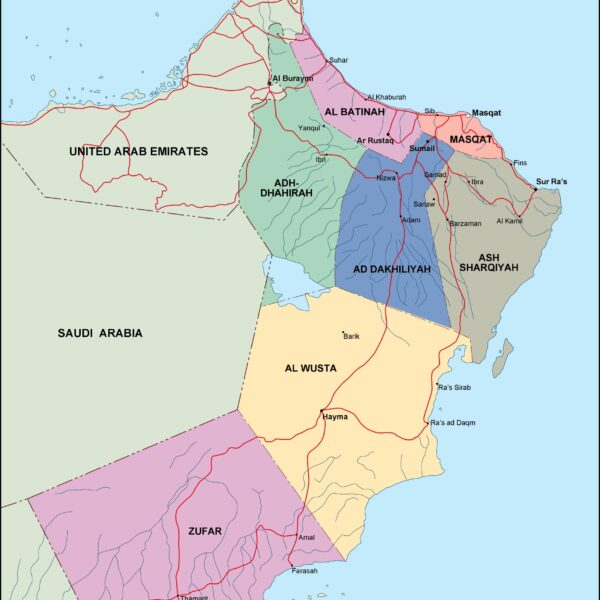 oman mapa politico vectorial digital
