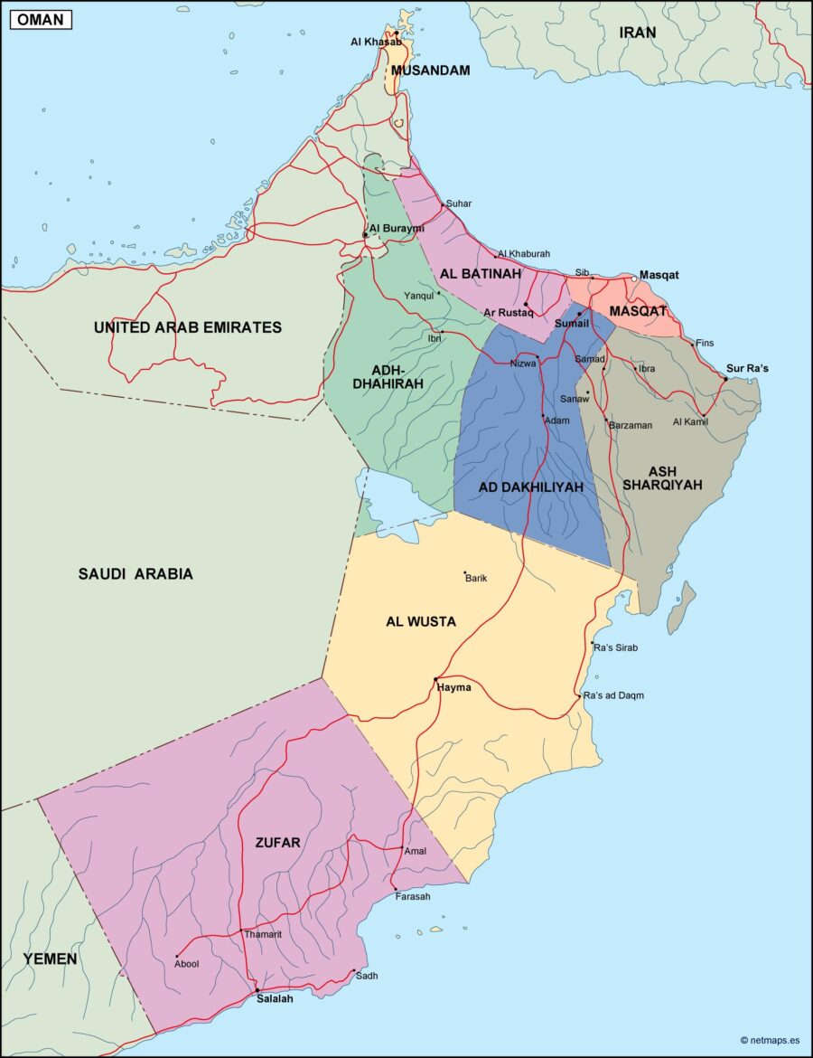 oman mapa politico vectorial digital