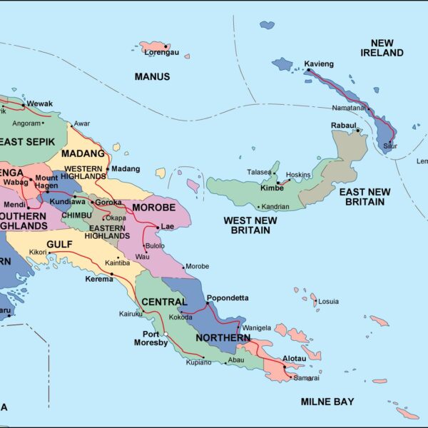 papua new guinea mapa politico vectorial digital