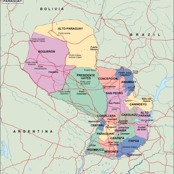 paraguay mapa politico vectorial digital