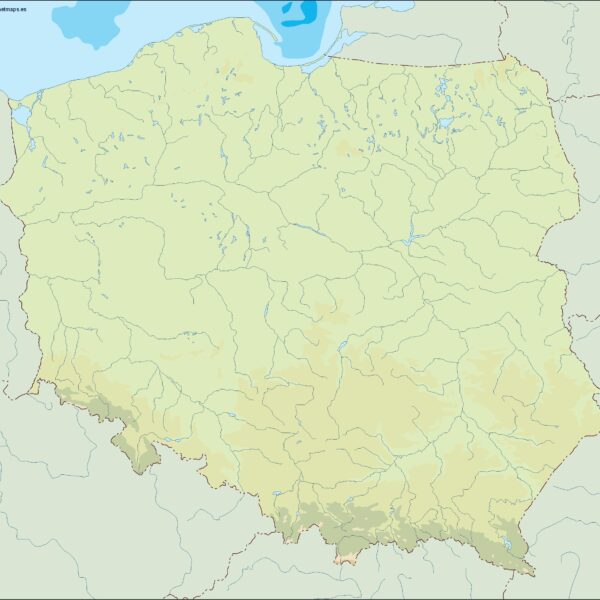 Polonia illustrator mapa físico digital