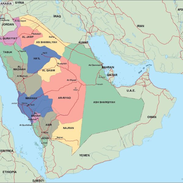 saudi arabia mapa politico vectorial digital