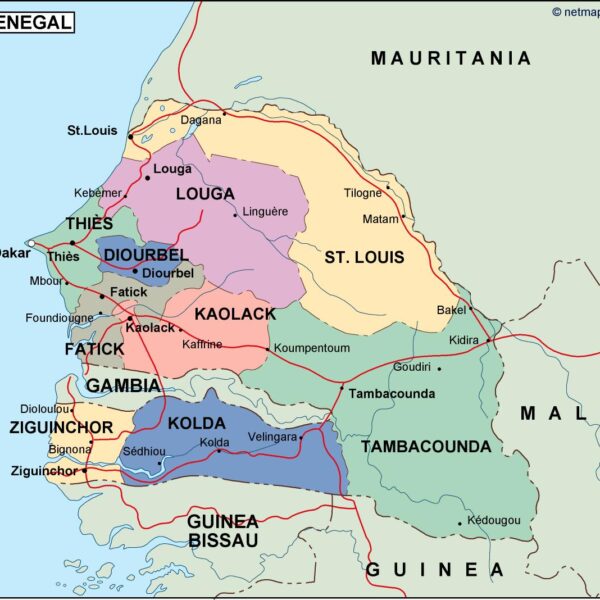 senegal mapa politico vectorial digital