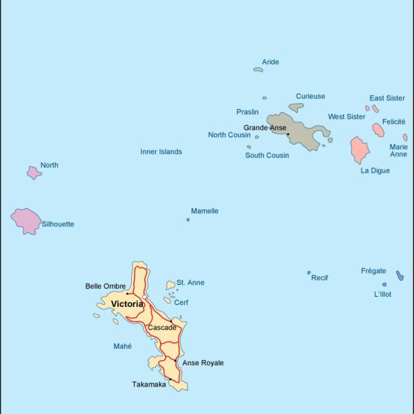 seychelles mapa politico vectorial digital