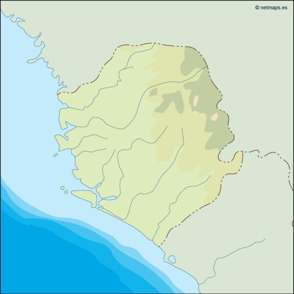 sierra leone illustrator mapa físico digital