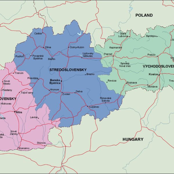 slovakia mapa politico vectorial digital