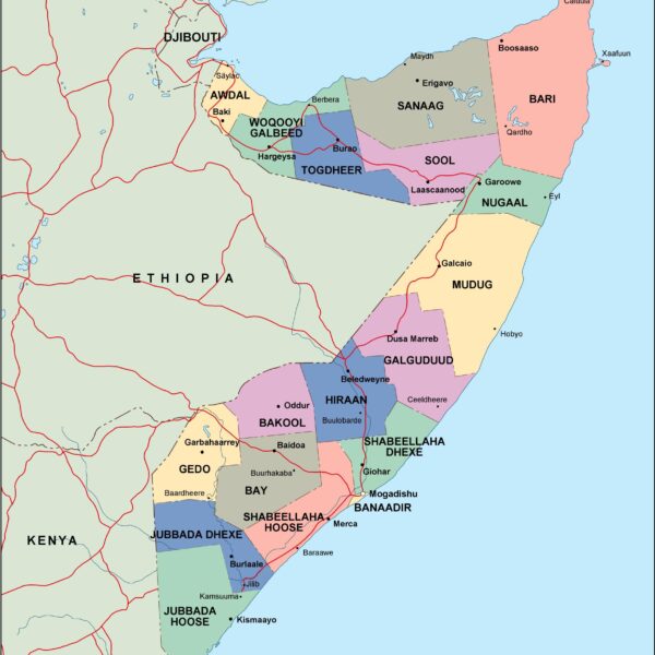 somalia mapa politico vectorial digital