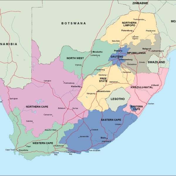 south africa mapa politico vectorial digital