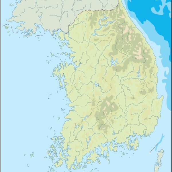 Corea del Sur illustrator mapa físico digital