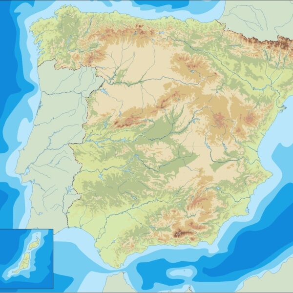España illustrator mapa físico digital