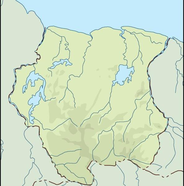 surinam illustrator mapa físico digital
