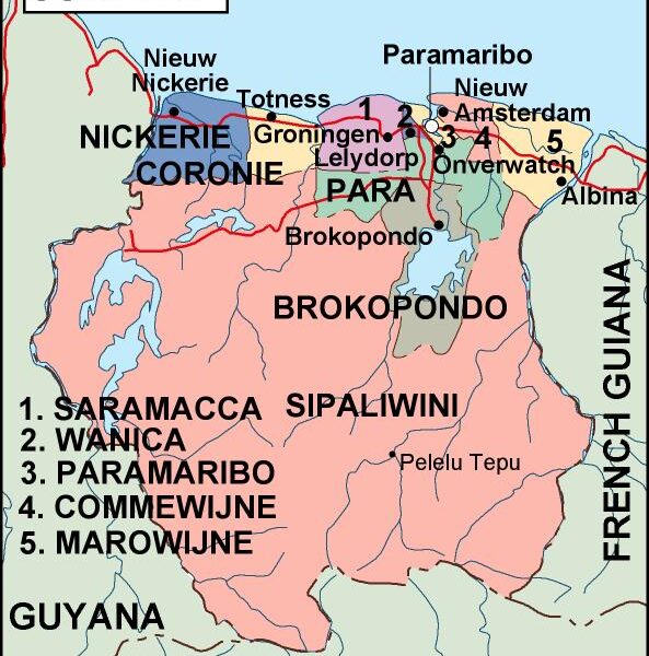 surinam mapa politico vectorial digital