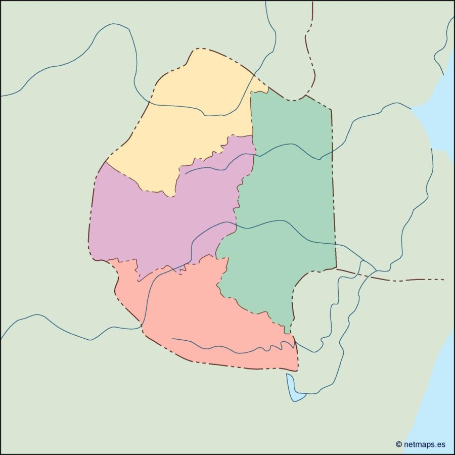 swaziland mapa mudo vectorial