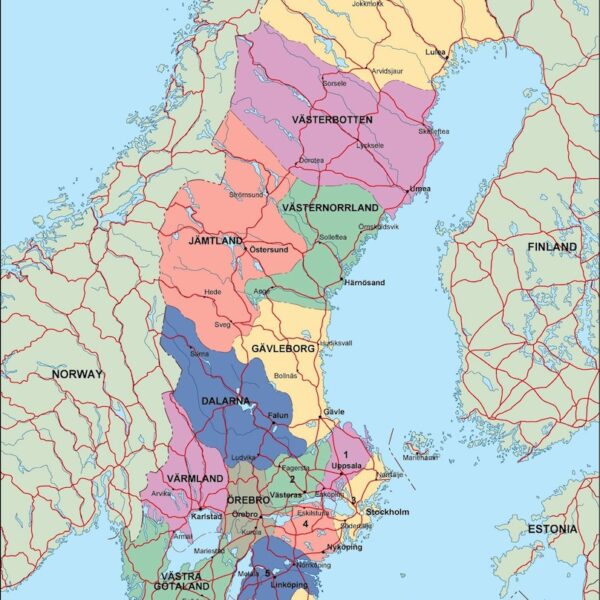 Suecia mapa politico vectorial digital