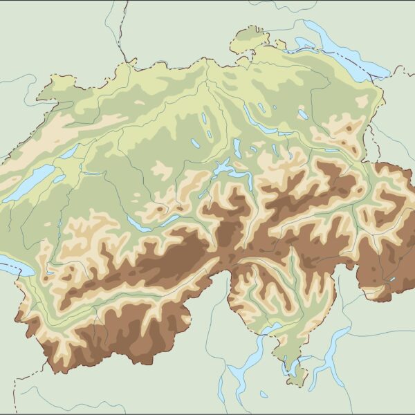 Suiza illustrator mapa físico digital
