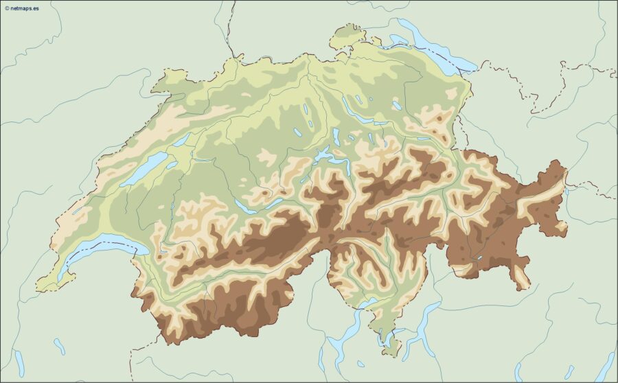 Suiza illustrator mapa físico digital