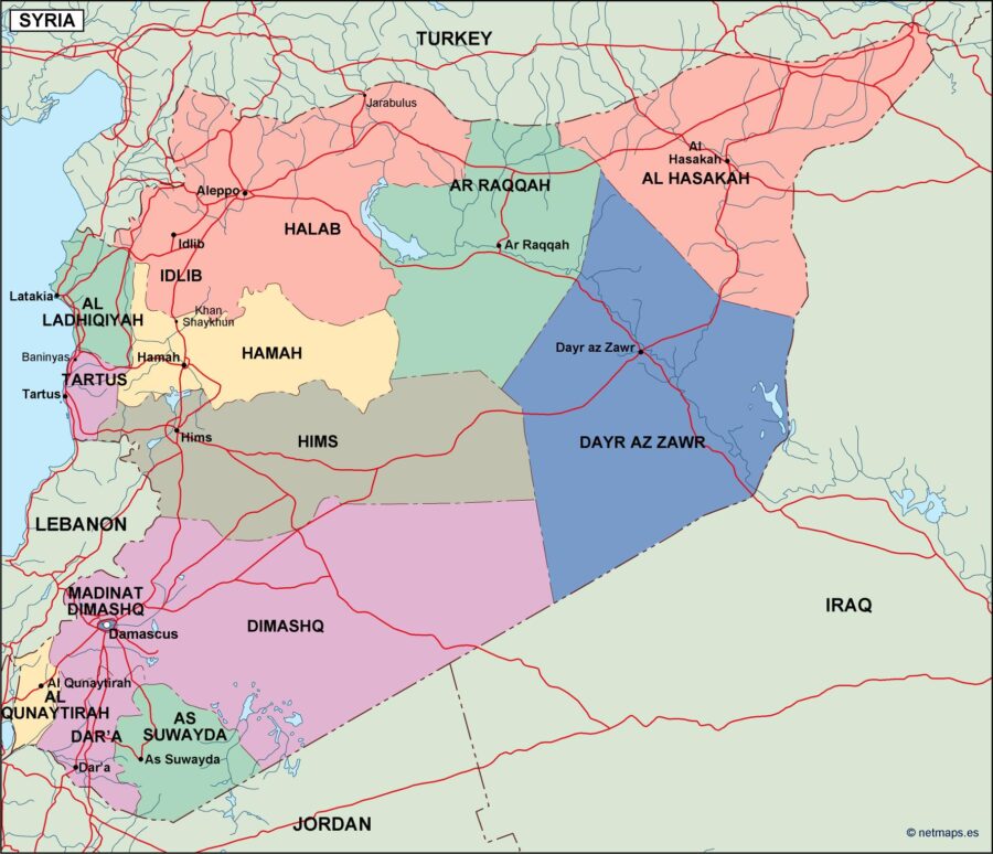 syria mapa politico vectorial digital