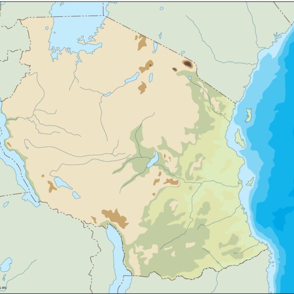 tanzania illustrator mapa físico digital