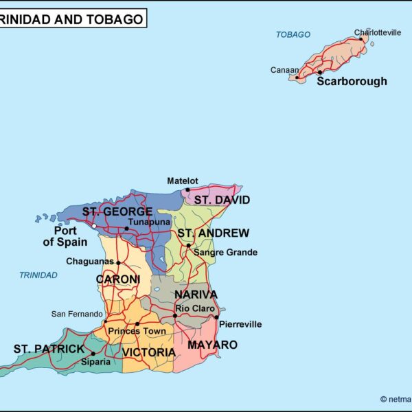 trinidad and tobago mapa politico vectorial digital