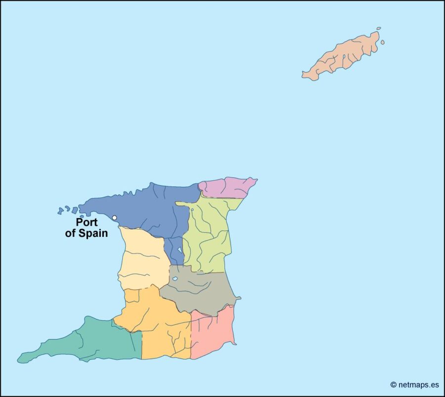 trinidad and tobago vector mapa