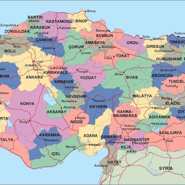 Turquía mapa politico vectorial digital
