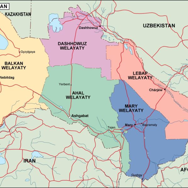 turkmenistan mapa politico vectorial digital