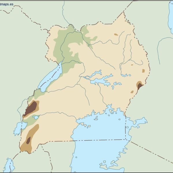 uganda illustrator mapa físico digital