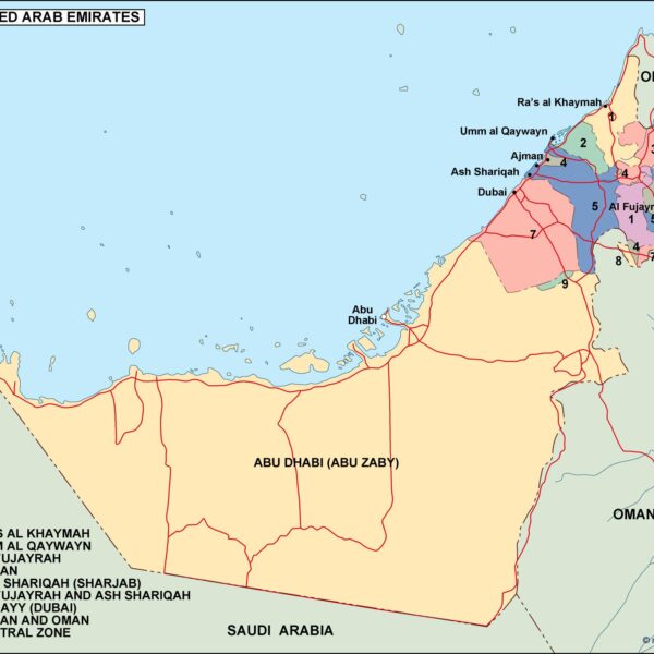 united arab emirates mapa politico vectorial digital