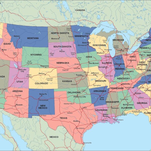usa mapa politico vectorial digital
