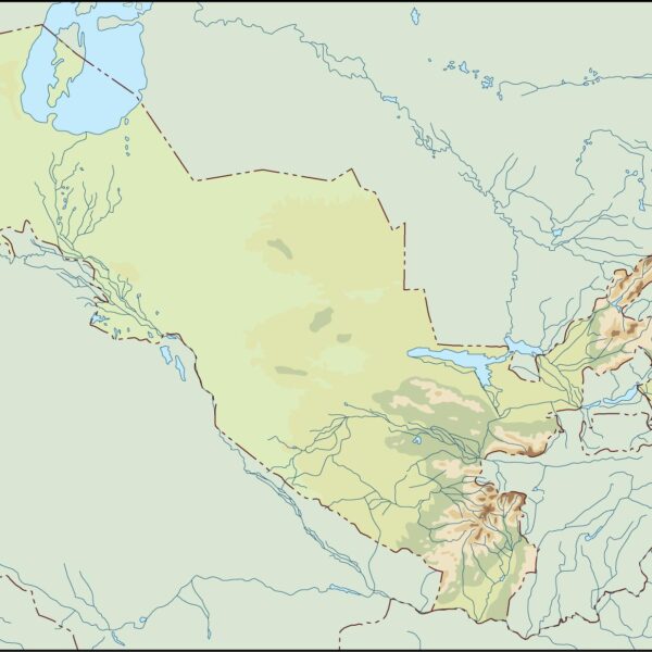 uzbekistan illustrator mapa físico digital