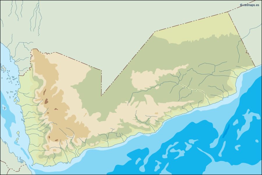 yemen illustrator mapa físico digital