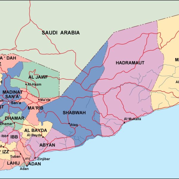 yemen mapa politico vectorial digital