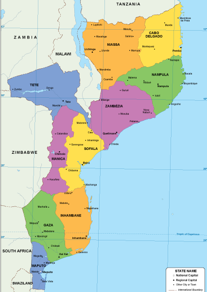 Mozambique EPS mapa vectorial